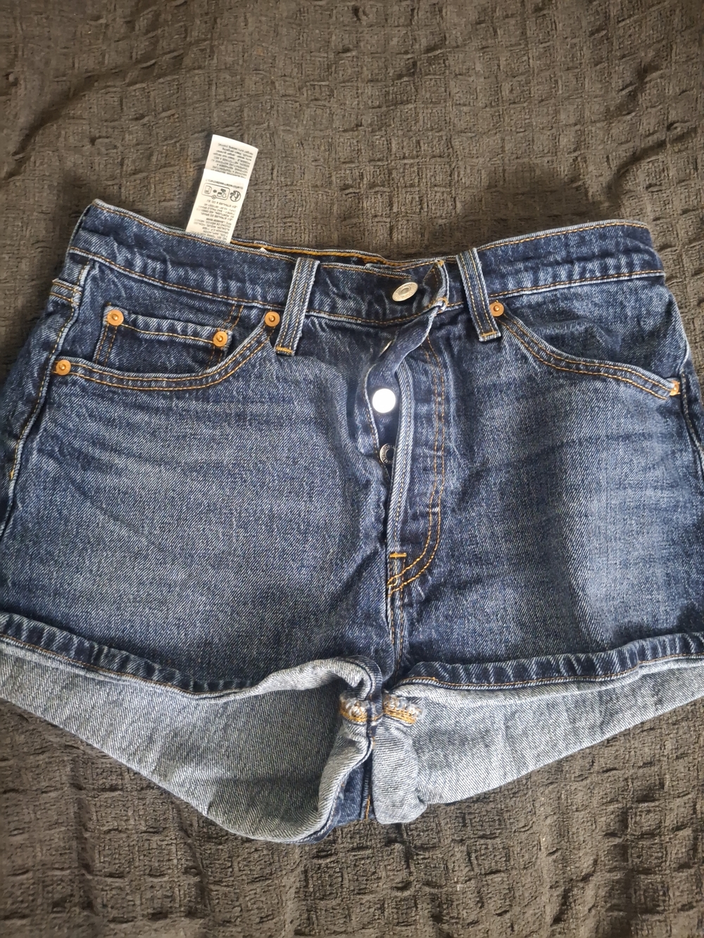 Levi's Dark Blue Rolled-Hem Jean Shorts